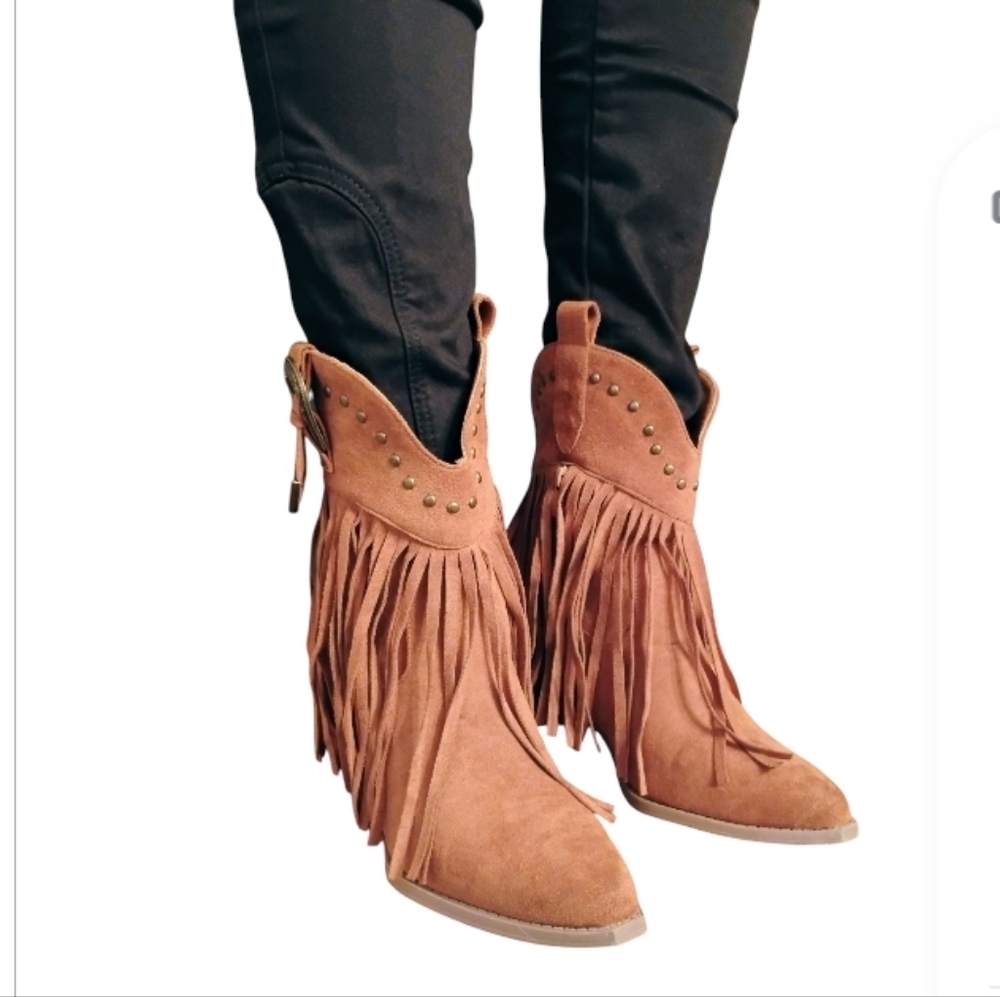 Fringe Suede Western Boots